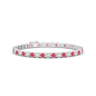 Angara Classic Lab-grown Fancy Intense Pink And White Diamond Linear Tennis Bracelet