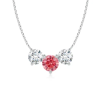 Angara Classic Lab-grown Fancy Intense Pink And White Diamond Necklace In Metallic