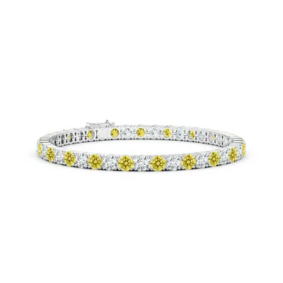 Angara Classic Lab-grown Fancy Intense Yellow And White Diamond Linear Tennis Bracelet In Green