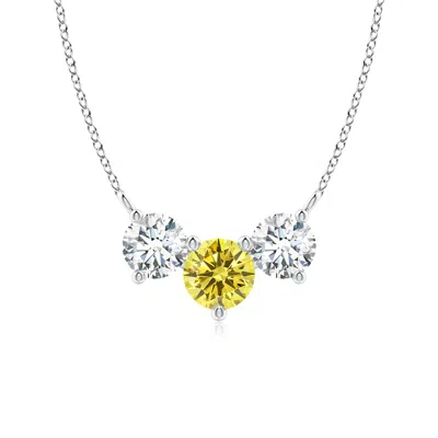 Angara Classic Lab-grown Fancy Intense Yellow And White Diamond Necklace In Metallic