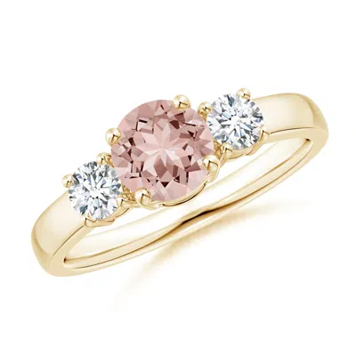 Angara Classic Morganite And Diamond Three Stone Engagement Ring In Gold