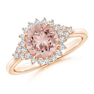 Angara Classic Morganite Engagement Ring With Floral Halo In Green
