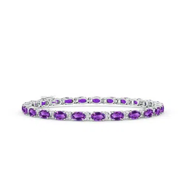 Angara Classic Oval Amethyst And Diamond Tennis Bracelet