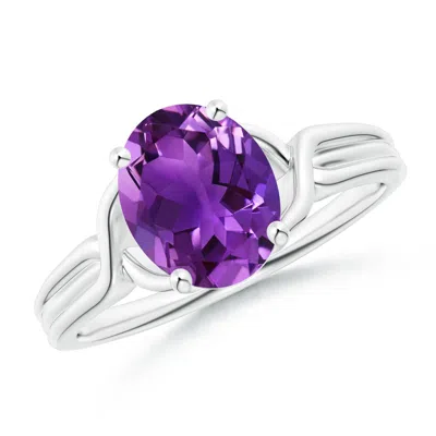 Angara Classic Oval Amethyst Criss-cross Cocktail Ring In Purple