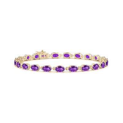 Angara Classic Oval Amethyst Tennis Bracelet In Gold