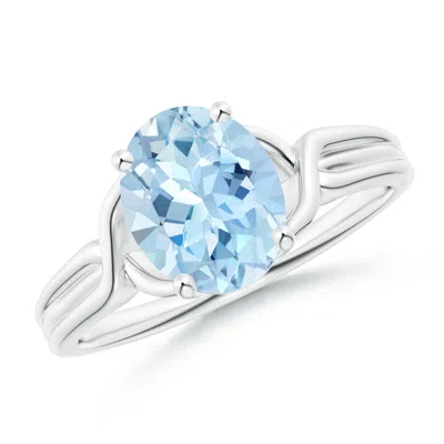 Angara Classic Oval Aquamarine Criss-cross Cocktail Ring In Blue