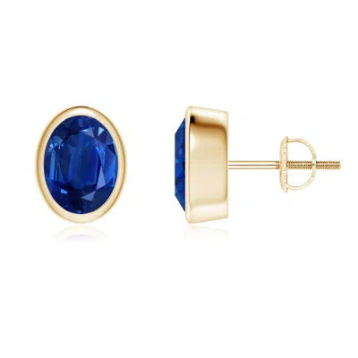 Angara Classic Oval Blue Sapphire Solitaire Stud Earrings In Gold