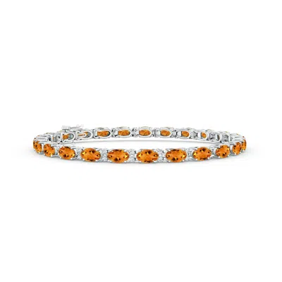 Angara Classic Oval Citrine And Diamond Tennis Bracelet In Metallic