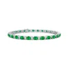 Angara Classic Oval Emerald And Diamond Tennis Bracelet In White Gold/rich Medium Green