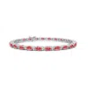 Angara Classic Oval Fancy Intense Pink And White Diamond Tennis Bracelet