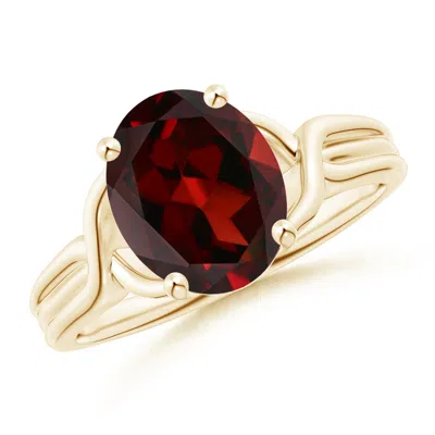 Angara Classic Oval Garnet Criss-cross Cocktail Ring In Red