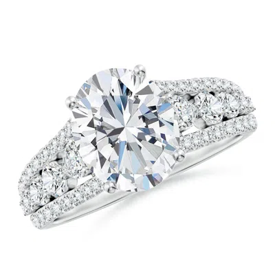 Angara Classic Oval Lab-grown Diamond Split Shank Engagement Ring With Accents In Orange