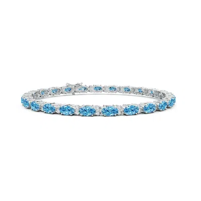 Angara Classic Oval Lab-grown Fancy Intense Blue And White Diamond Tennis Bracelet In Brown