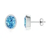 Angara Classic Oval Lab-grown Fancy Intense Blue Diamond Solitaire Stud Earrings In White Gold/fancy Intense