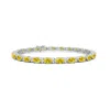 Angara Classic Oval Lab-grown Fancy Intense Yellow And White Diamond Tennis Bracelet In White Gold/fancy Intense