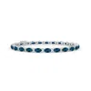 Angara Classic Oval London Blue Topaz And Diamond Tennis Bracelet In White Gold/greenish Blue