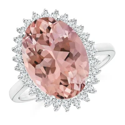 Angara Classic Oval Morganite Floral Halo Ring In Transparent