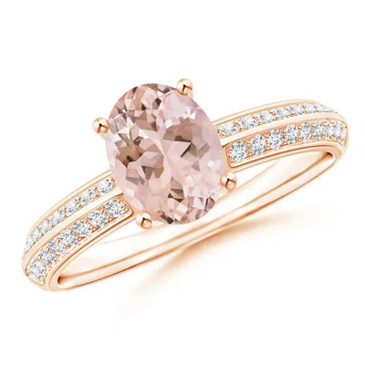 Angara Classic Oval Morganite Knife Edge Ring In Metallic