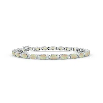 Angara Classic Oval Opal And Diamond Tennis Bracelet In Neutral
