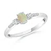 Angara Classic Oval Opal And Round Diamond Three Stone Ring In White Gold/milky With Medium Play Of Colour