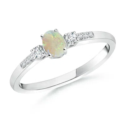 Angara Classic Oval Opal And Round Diamond Three Stone Ring In Metallic