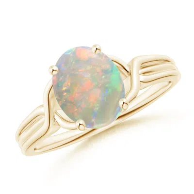 Angara Classic Oval Opal Criss-cross Cocktail Ring In Gold