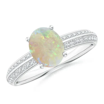 Angara Classic Oval Opal Knife Edge Ring In Metallic