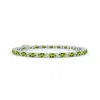 Angara Classic Oval Peridot And Diamond Tennis Bracelet In White Gold/yellowish Green