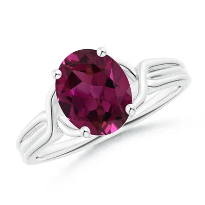 Angara Classic Oval Rhodolite Criss-cross Cocktail Ring In Purple