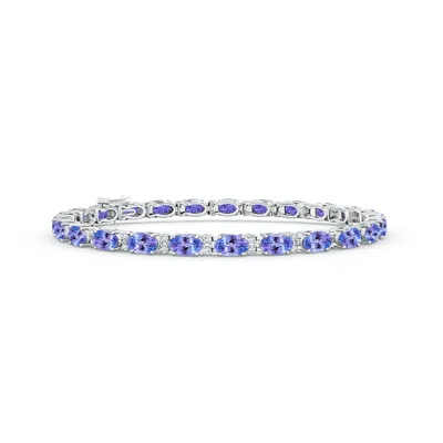Angara Classic Oval Tanzanite And Diamond Tennis Bracelet In Purple