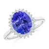 Angara Classic Oval Tanzanite Floral Halo Ring In White Gold/rich Violet Blue