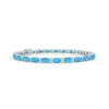 Angara Classic Oval Turquoise And Diamond Tennis Bracelet In White Gold/sky Blue