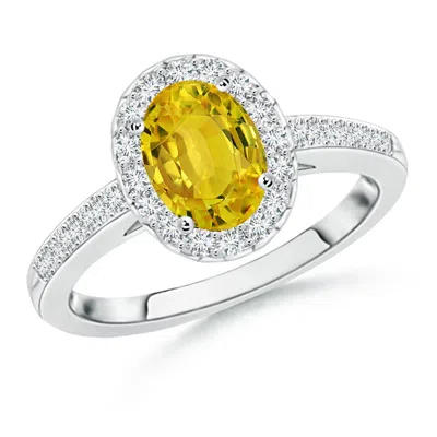 Angara Classic Oval Yellow Sapphire Halo Ring With Diamond Accents In Brown