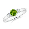 Angara Classic Peridot And Diamond Three Stone Engagement Ring In White Gold/green