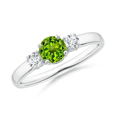 Angara Classic Peridot And Diamond Three Stone Engagement Ring In Metallic