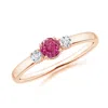 Angara Classic Pink Sapphire And Diamond Three Stone Engagement Ring In Rose Gold/rich Pink