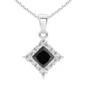 Angara Classic Princess-cut Enhanced Black Diamond Pendant With Halo In White Gold/black