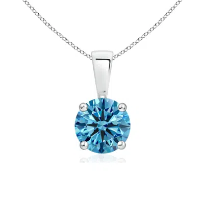 Angara Classic Prong-set Round Fancy Intense Blue Diamond Solitaire Pendant