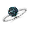 Angara Classic Prong-set Round Lab-grown Alexandrite Solitaire Ring In White Gold/bluish Green Changing To Brownish Or Pinkish Purple