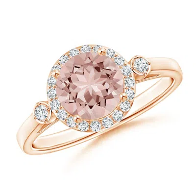 Angara Classic Prong-set Round Morganite And Diamond Halo Ring In Gold