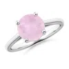 Angara Classic Prong-set Round Rose Quartz Solitaire Ring In White Gold/medium Pink