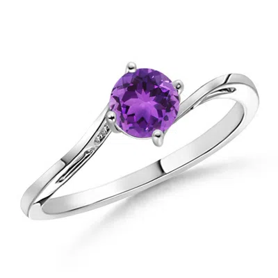 Angara Classic Round Amethyst Solitaire Bypass Ring