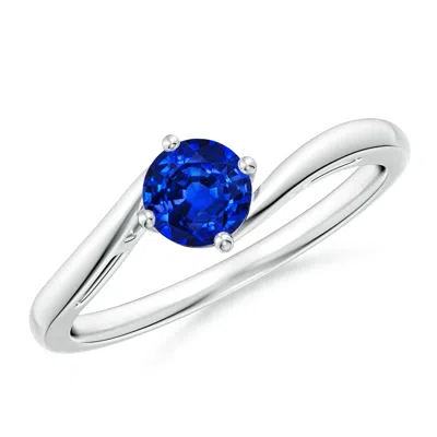 Angara Classic Round Blue Sapphire Solitaire Bypass Engagement Ring In Metallic