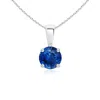 Angara Classic Round Blue Sapphire Solitaire Pendant In White Gold/medium To Rich Blue