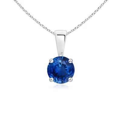 Angara Classic Round Blue Sapphire Solitaire Pendant