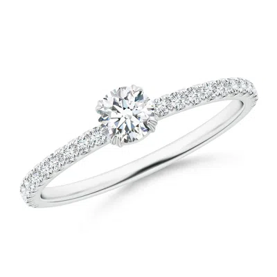 Angara Classic Round Diamond Solitaire Ring With Accents In Neutral