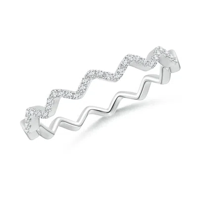 Angara Classic Round Diamond Zig Zag Ring In White