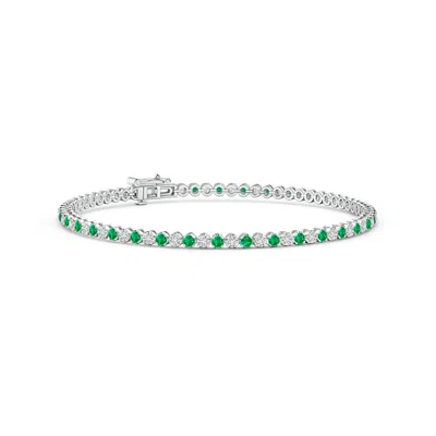 Angara Classic Round Emerald And Diamond Tennis Bracelet In Metallic