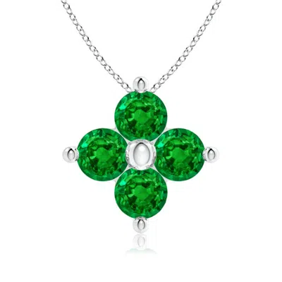 Angara Classic Round Emerald Clover Pendant
