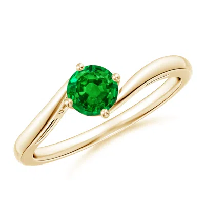 Angara Classic Round Emerald Solitaire Bypass Engagement Ring In Gold